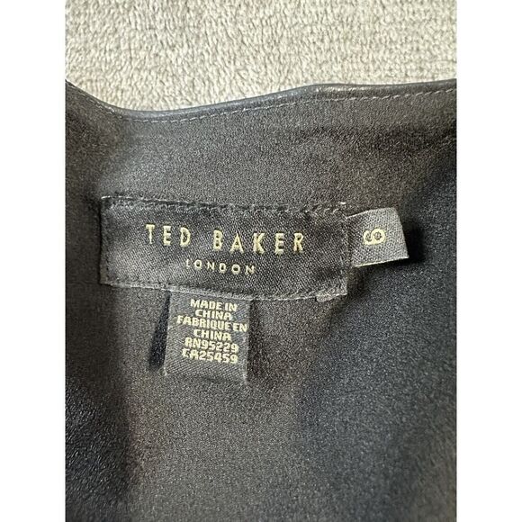 Ted Baker Black Optunia PU Belted Mini Dress sz 6 US - Picture 10 of 12